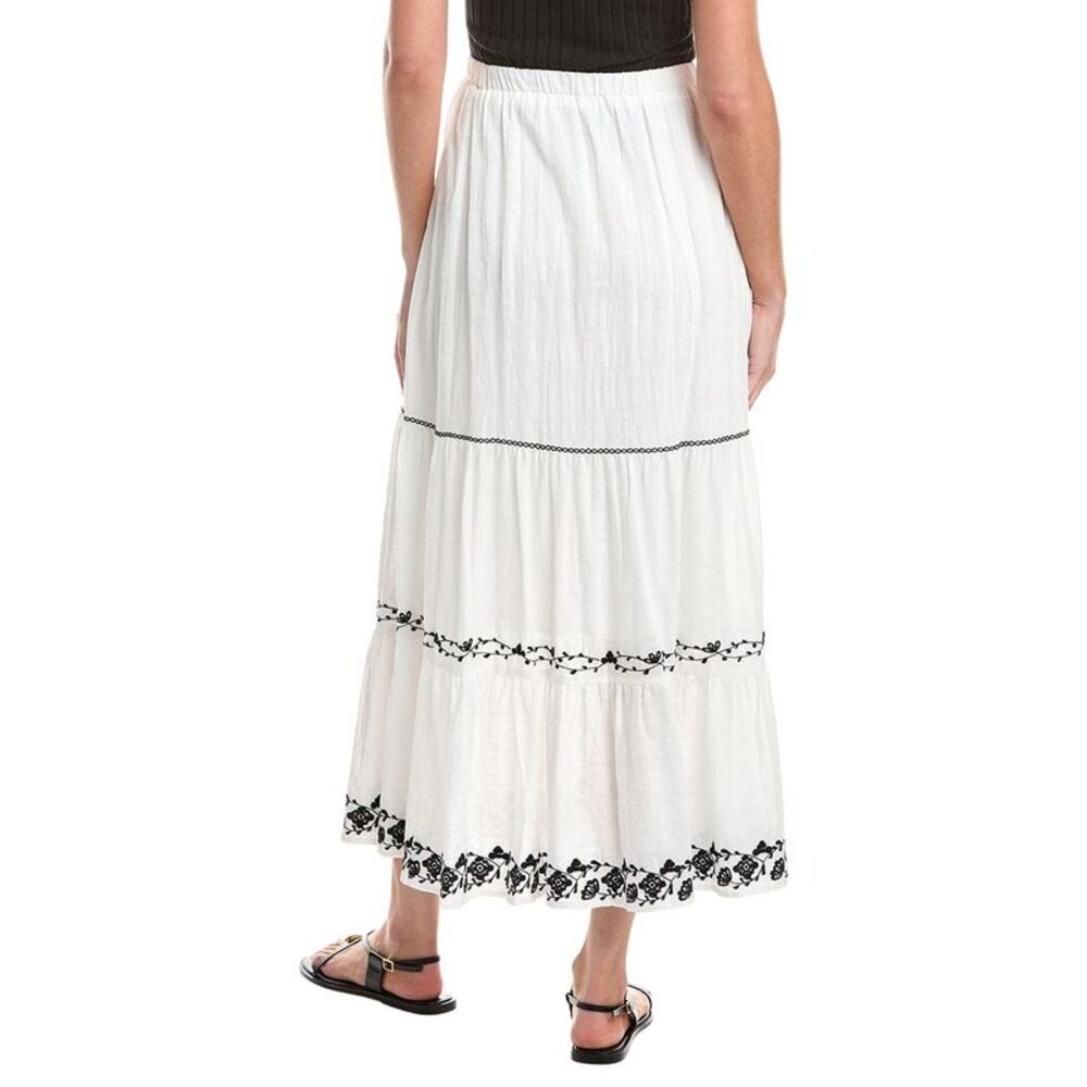 Max Studio Womens Embroidered Tiered Maxi Skirt, White - Picture 2 of 3